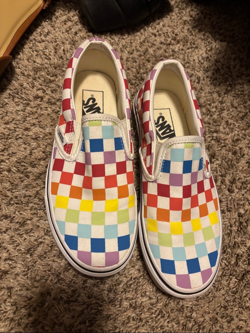 Vans women's Rainbow Checkerboard Slip-On Sneakers - Multi women's size 6